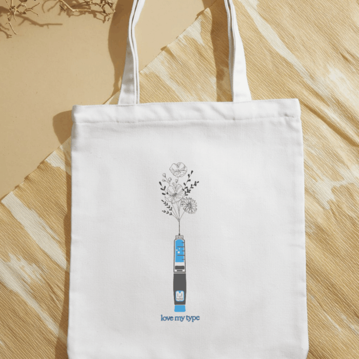 Inzulin kék virágos vászontáska