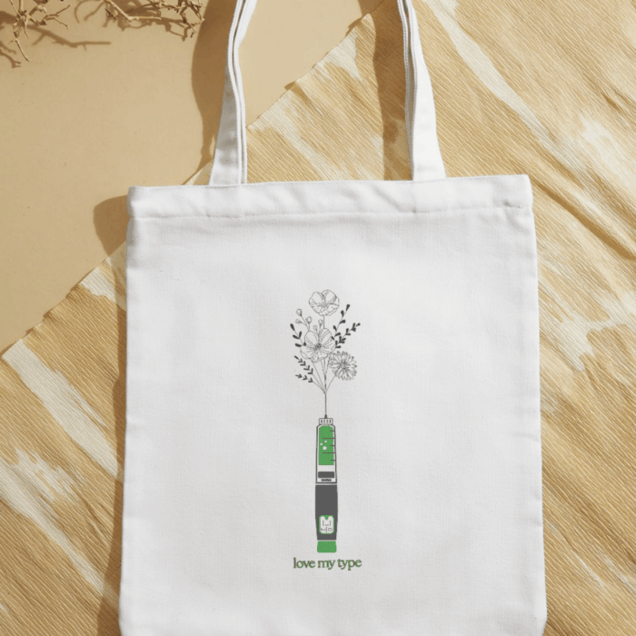 Inzulin zöld virágos vászontáska