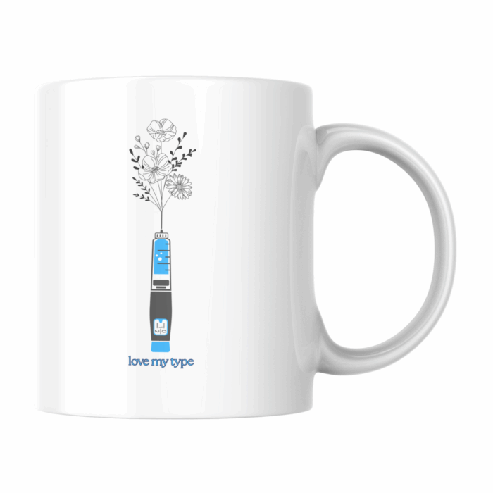 Inzulin kék virágos-bögre