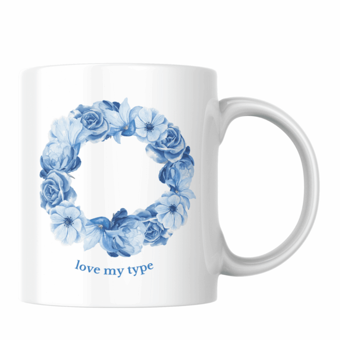 Kék virágkoszorú(világos)-bögre