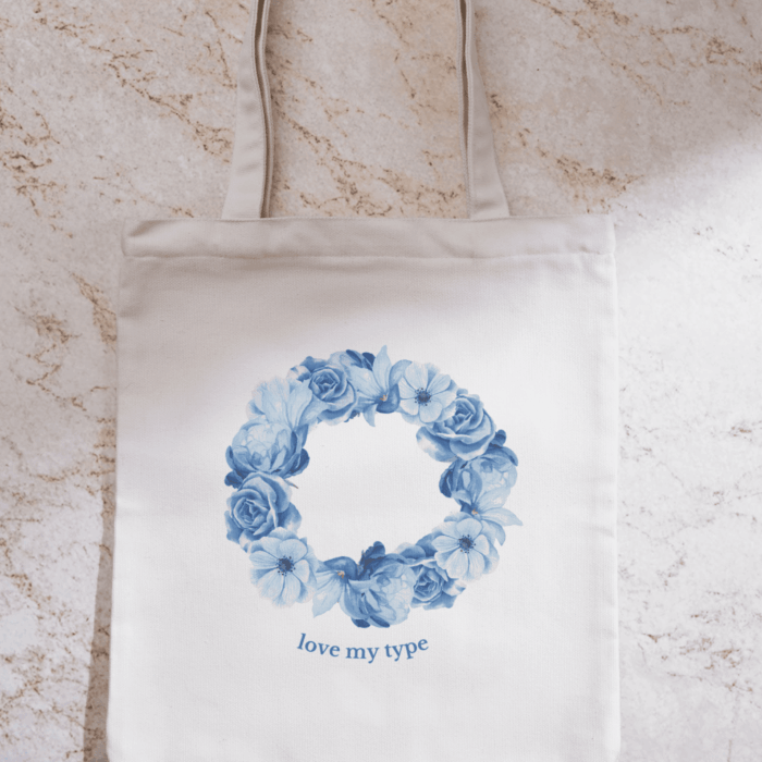 Virág koszorú (világos)-vászontáska