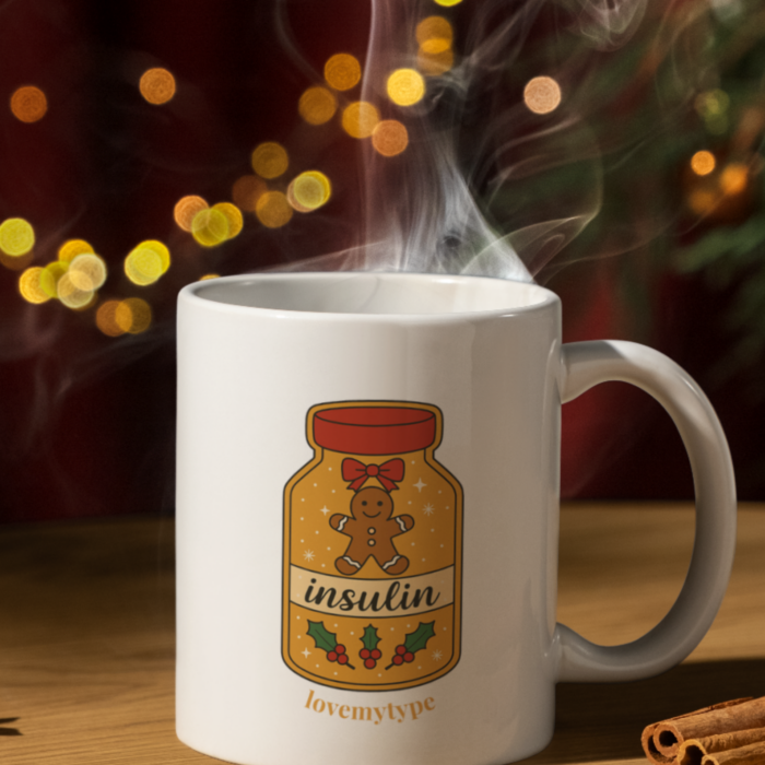 Inzulin üvegcse mézeskalácsos-bögre