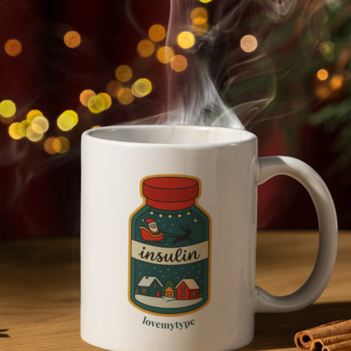 Inzulin üvegcse Mikulásos-bögre
