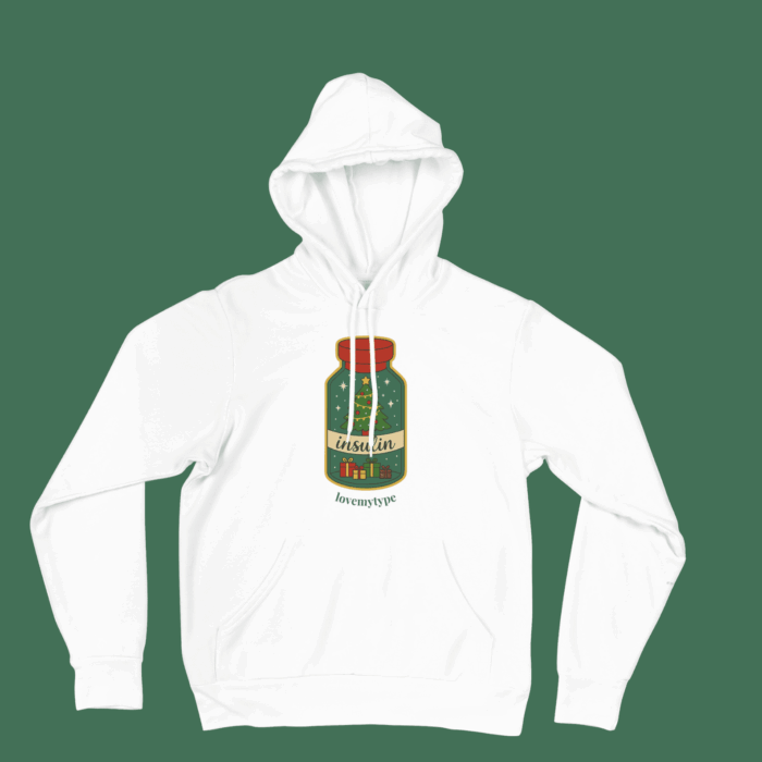 Inzulin üvegcse karácsonyfával-pulóver