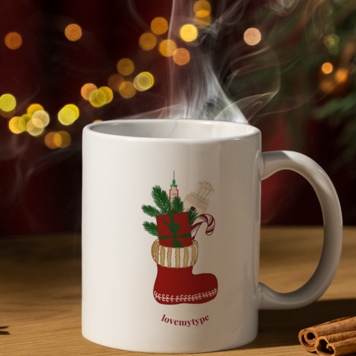 Mikulás csizma-karácsonyi bögre