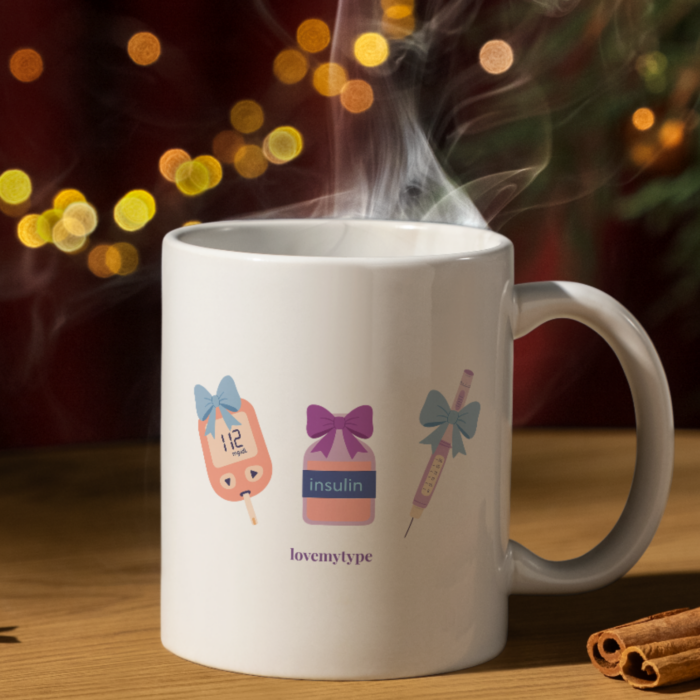 Diabetes gift lila-karácsonyi bögre